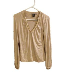 pierre cardin Womans Blouse beige size small long sleeve v neck